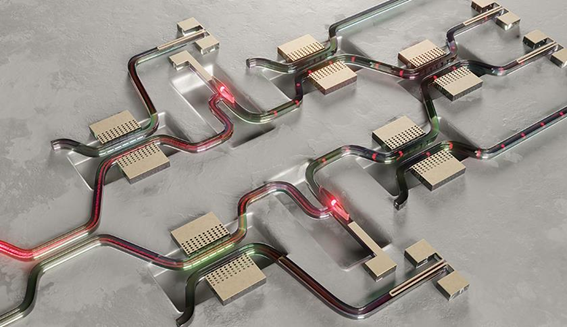 芯片級光開(kāi)關(guān)技術(shù)示意圖 芯片級光開(kāi)關(guān)技術(shù)示意圖