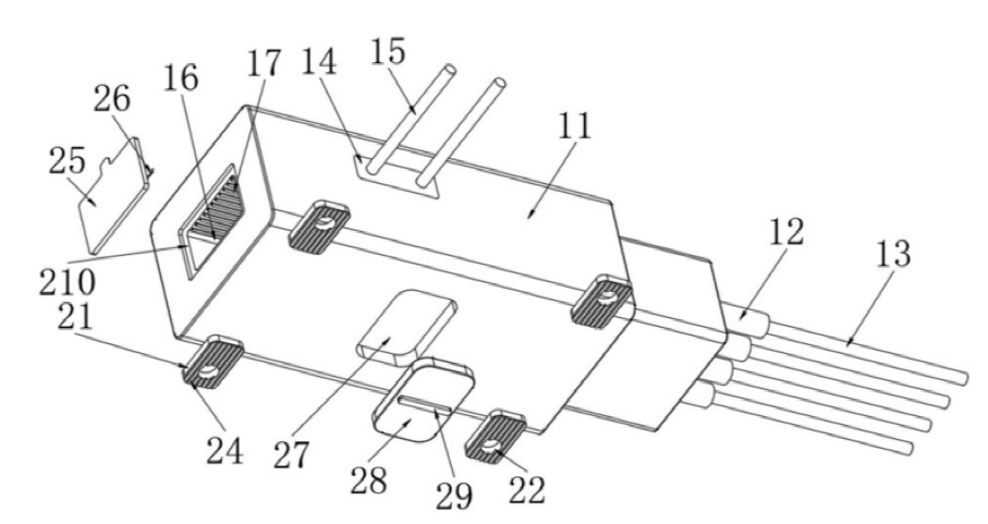  一種帶反向端口的磁光開(kāi)關(guān)的爆炸結構示意圖 - 廣西科毅光通信