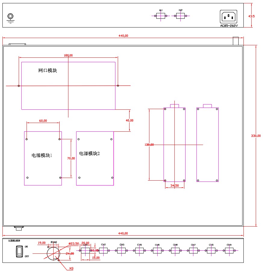 OSRIO切換矩陣光切換設備尺寸圖 - 廣西科毅光通信 OSRIO切換矩陣光切換設備尺寸圖 - 廣西科毅光通信